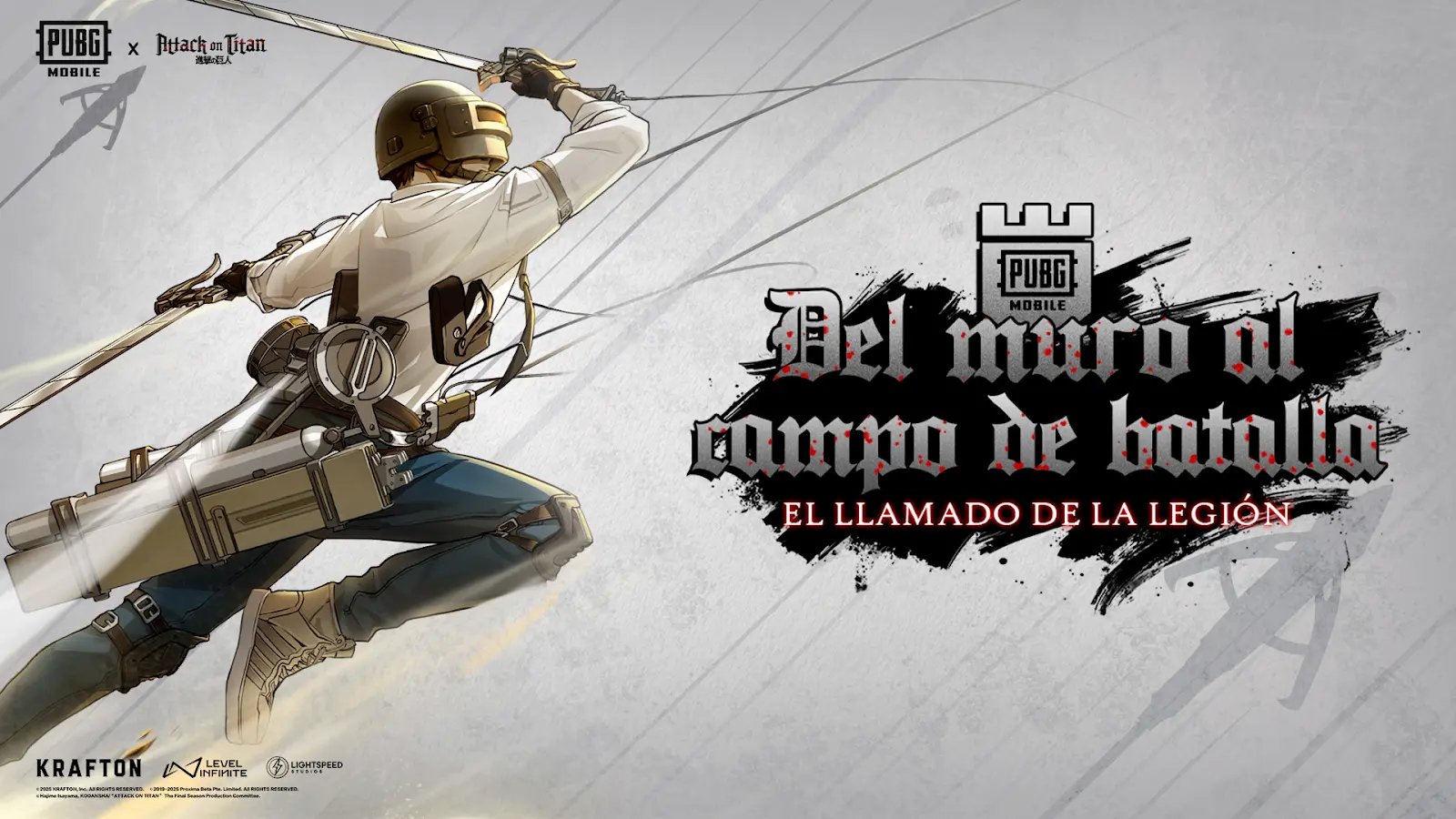 Pieza Del muro al campo de batalla, El llamado de la legión, con personaje de PUBG MOBILE e identidad Attack on Titan